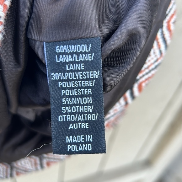 Tibi Wool Peacoat Geometric Print Houndstooth Seersucker Career Wear Sz 4 - Picture 4 of 6